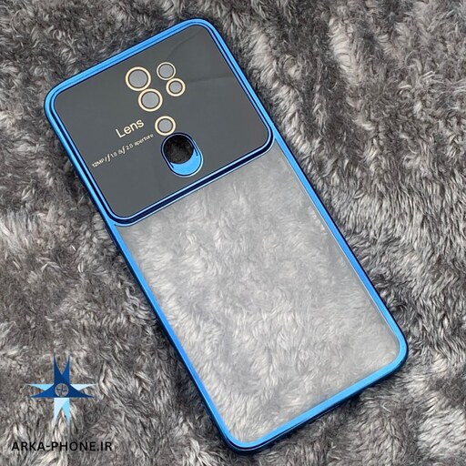 قاب گوشی Redmi Note 8 Pro شیائومی محافظ شیشه ای پشت شفاف دور رنگی آبی