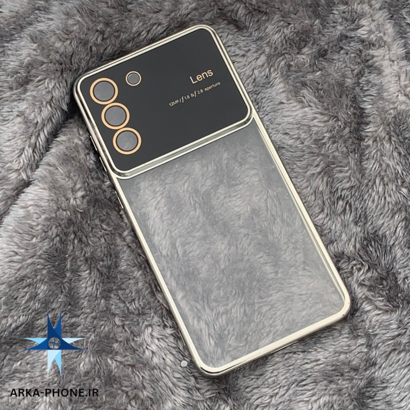 قاب گوشی Samsung Galaxy S21 Fe شیائومی محافظ شیشه ای پشت شفاف دور رنگی کرم