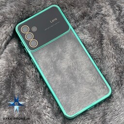 قاب گوشی Samsung Galaxy A24 شیائومی محافظ شیشه ای پشت شفاف دور رنگی سبز کم رنگ