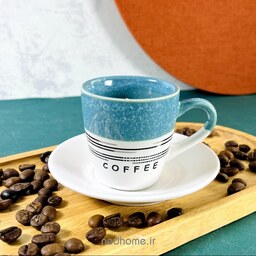  قهوه خوری سرامیک دنی هوم روستیک سبز آبی ( یک عدد فنجان  نعلبکی ) 