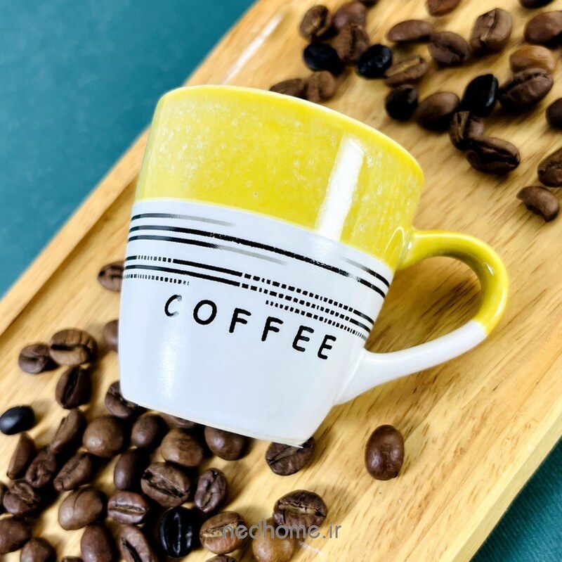  قهوه خوری سرامیک دنی هوم روستیک زرد ( یک عدد فنجان  نعلبکی ) 
