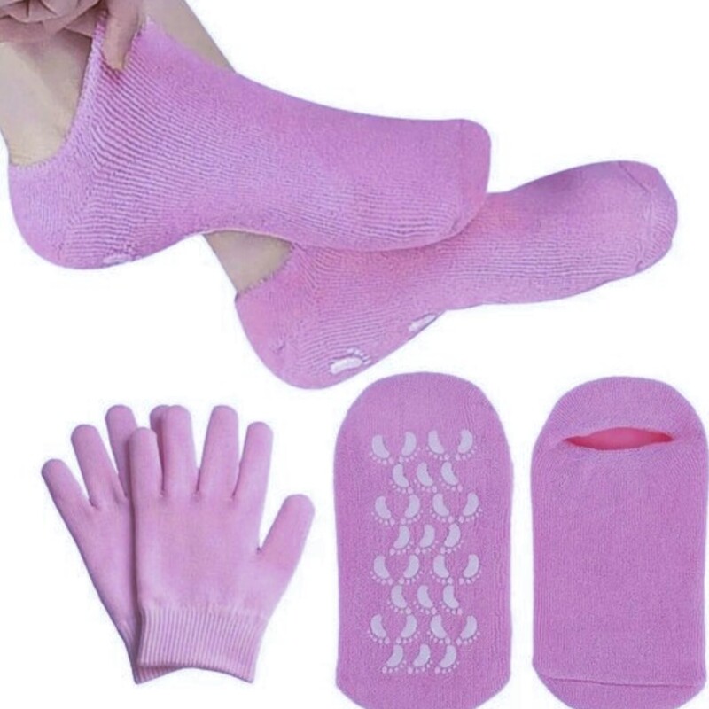 پک جوراب و دستکش سیلیکونی(رفع ترک پا و دست،رفع اگزما،میخچه،خارپاشنه و نرم کننده)