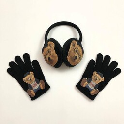 گوشگیر زمستانی و دستکش کاموایی بچگانه تدی خرس خرسی پسرانه و دخترانه 