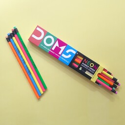 مداد سیاه پاک کن دار نئون NEON DOMS مدل پاک کن دار طرح رنگی مجموعه 5 عددی 
