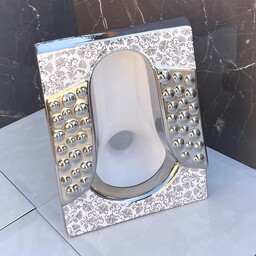 توالت ایرانی سفید نقره ای طرح گل درشت ( توالت زمینی سفید نقره ای کوتینگی )