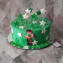 کیک پسرانه با تم سبز به درخواست مشتری گلمون 