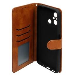 کیف موبایل Redmi 12C و Poco C55 مگنتی برند نیلکین رنگ عسلی دارای محافظ لنز جا کارتی و بند
