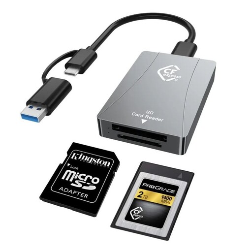 کارت خوان CFexpress نوع B کارت خوان ،  10 گیگابیت بر ثانیه، USB 3.2 Gen 2، آداپتور کارت آلومینیومی 