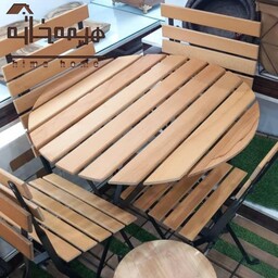 ست دونفره میز گرد و صندلی تاشو طرح ایکیا میزوصندلی چوبی (هزینه ارسال بعهده خریدار میباشد)