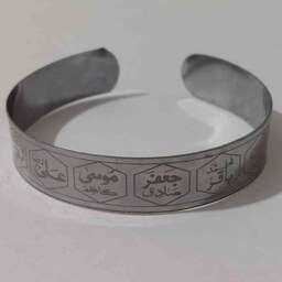 دستبند یا خلخال فلزی مذهبی ذکر دار نام ائمه دستبند ادعیه النگویی دستبند فنری زیورآلات مذهبی زنانه مردانه دخترانه پسرانه