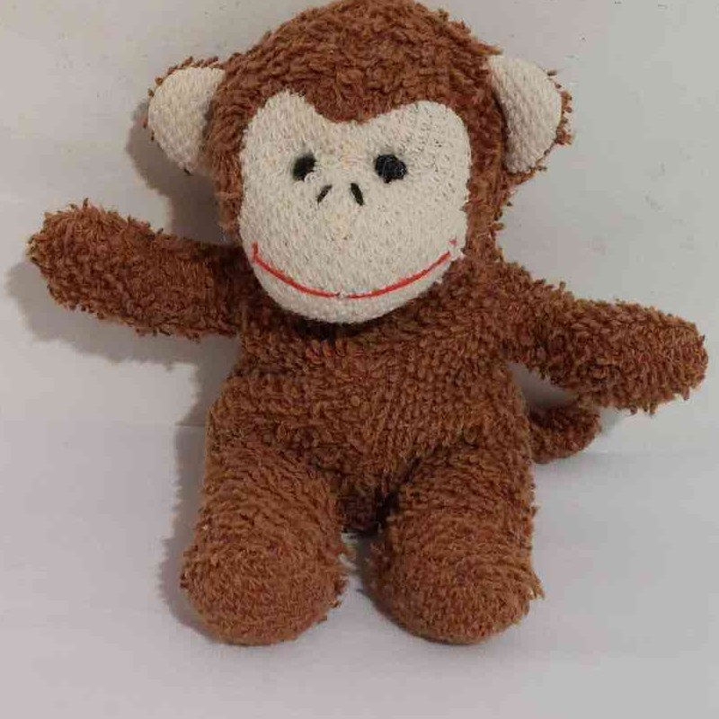 اسباب بازی عروسک فیگور میمون شنی 12 سانتی مخملی پولیشی ضدحساسیت سایز کوچیک ریز خارجی وارداتی از اروپا مانکی قهوه ای 