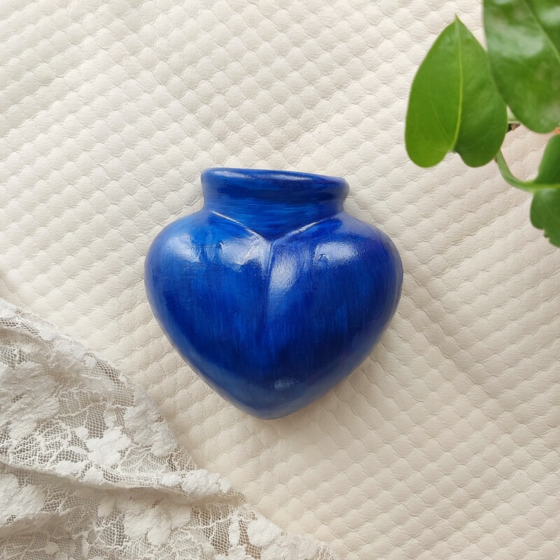 گلدان قلبی ساده رنگ سرمه ای سایز  کوچک 12cm