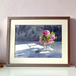 نقاشی گلدان آبرنگ
