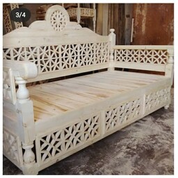 تخت چوبی سنتی تمام گره تاج دار  تحویل در باربری مقصد