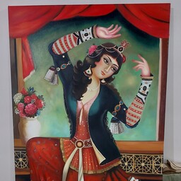 نقاشی رنگ وروغن زن قاجار