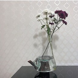 گلدان شیشه ای با پایه چوب کد 153