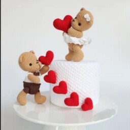 استند کیک بافتنی طرح خرس مناسب جشن ولنتاین و جشن عقد، سالگرد ازدواج و...