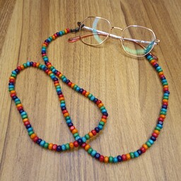 بند عینک چوبی (مدل رنگی رنگی ) مناسب عینک افتابی و طبی . مناسب خانم های خاص 