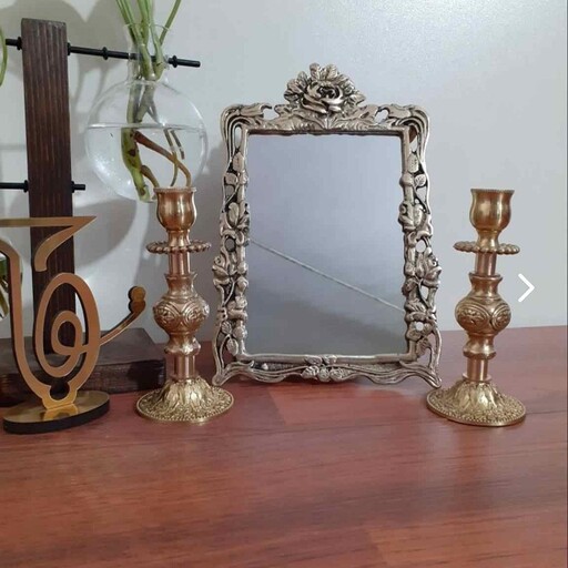 آینه و شمعدان برنزی مناسب سفره هفت سین با قیمت مناسب زیبا و خاص