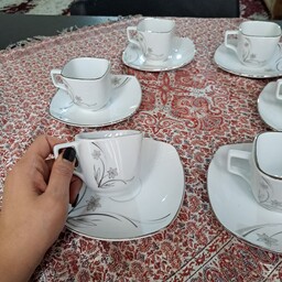 فنجان و نعلبکی قهوه چینی مقصودی 12 پارچه دستی