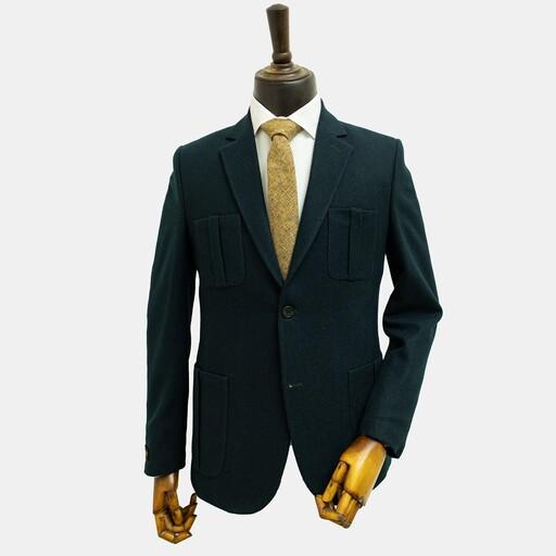 کت تک مردانه چهار جیب سبز پارچه پشمی با ارسال رایگان 