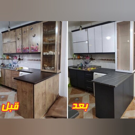 برچسب کابینتی طرح سفید براق