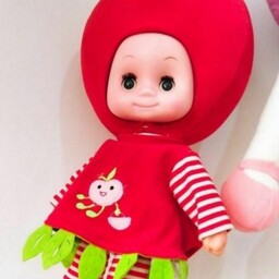 عروسک کله گنده دخترونه طرح سیب ، رنگ قرمز  