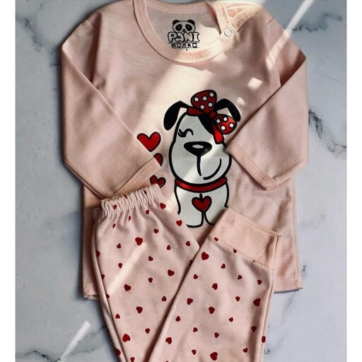 لباس نوزادی و بچگانه دخترانه طرح سگ مهربون چاپ درجه یک 