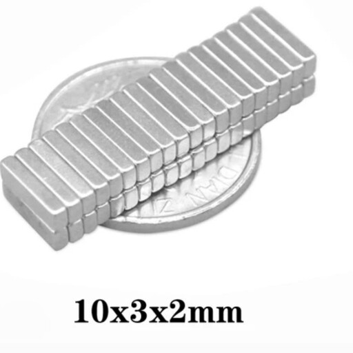 آهنربا نئودیمیوم سوپر مگنت مکعبی سایز 10x3x2 میلیمتر  بسته ده عددی،نگهدارنده ابزار