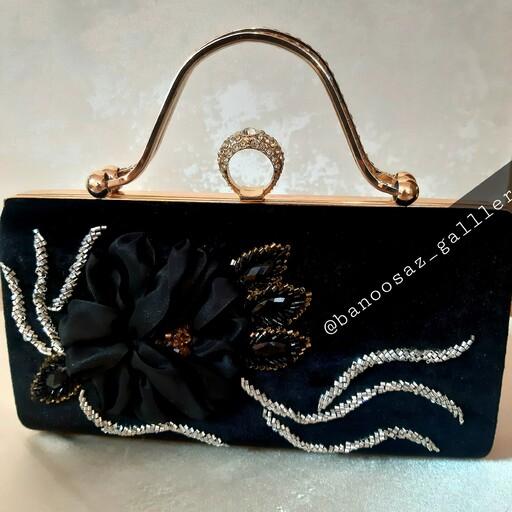 کیف کلاج زیباربان دوزی و جواهر دوزی شده در رنگ دلخواه شما 
