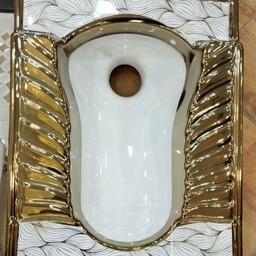 سنگ توالت زمینی کوتینگ کاسه توالت سفید طلایی درجه 1 