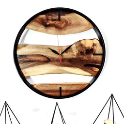 ساعت دیواری چوبی روستیک  کد(1805)  گردو 40 سانتی متری