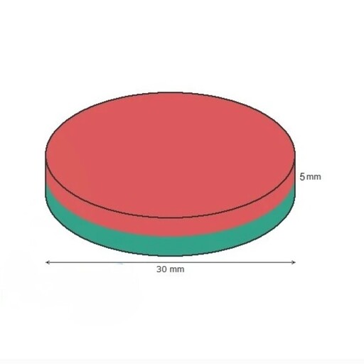 آهن ربا فلزی سایز 30x5mm میلی متر  بسته 2عددی نئودیمیوم سوپر مگنت دیسک