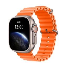 ساعت هوشمند t800 اولترا با شارژر وایرلس طرح اپل واچ بند نارنجی و مشکی  ultra تی800