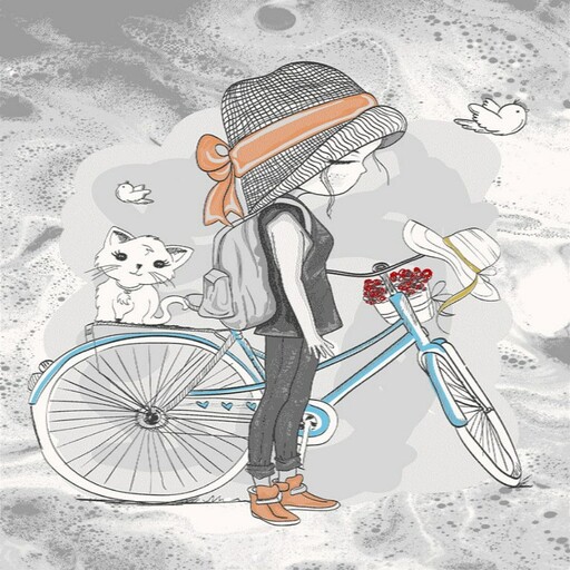 فرش عروسکی دختر دوچرخه سوار فرش فانتزی  