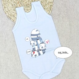 لباس نوزادی رکابی  نوزادی زیر دکمه دار طرح پاندا در سایزهای 1و2و3 مناسب نوزادان تا هجده ماه 