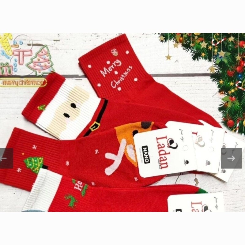 جوراب نیم ساق زنانه طرح کریسمس تم قرمز (پک سه جفتی با ارسال رایگان)