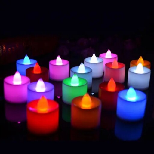 شمع ال ای دی باتری ، 7رنگ ، شمع با نور رنگارنگ، شمع بدون دود ، شمع بدون خطر