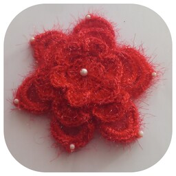 کش گل سر،جنس کاموا سوزنی، وکاموامعمولی،مدل گل رز سه بعدی ،ظریف کاری مروارید، سنگ کاری
