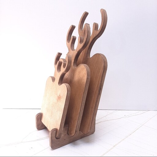 تخته سرو چوبی مدل شاخ گوزنی مجموعه 3 عددی