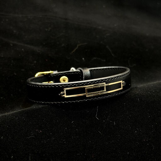 دستبند چرم طلا 18 عیار مردانه کد 2013
