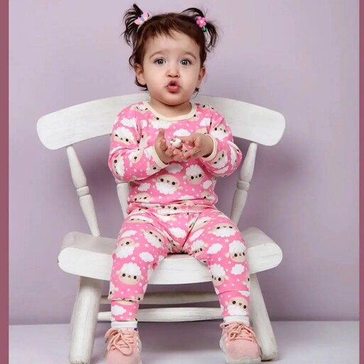 ست بلوز شلوار دخترانه نقلی نوزادی  مدل ببعی سایز 1،2،3 سبک و راحت 