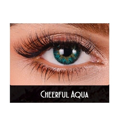 لنز چشم فنتسی رنگ سبز آبی دور مشکی Cheerful Aqua 