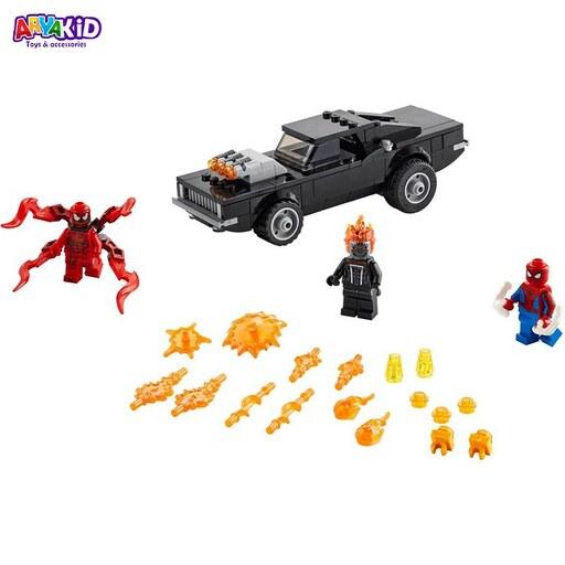لگو مرد عنکبوتی و مرد آتشی به همراه ماشین کد 11636