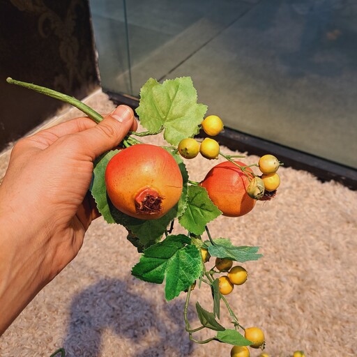 شاخه انار دکوری شاخه انار مصنوعی میوه سیب تزیینی گل مصنوعی در کرج ریسه گیاه مصنوعی در کرج دکور عکاسی ریسه برگ پاییزی