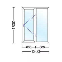 پنجره دوجداره UPVC دو لنگه تک حالته