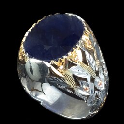 انگشتر نقره یاقوت کبود معدنی افریقایی مخراج الماس معدنی کد 8168