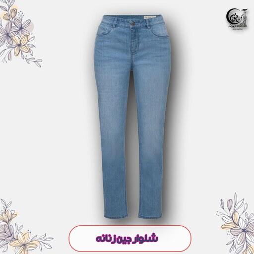 شلوار جین زنانه سایز بزرگ برند اسمارا مدل اسلیم فیت رنگ آبی سایز 52
