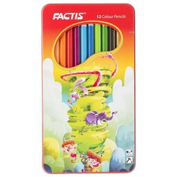 مداد رنگی 12 رنگ جعبه فلزی فکتیس Factis F071120121004