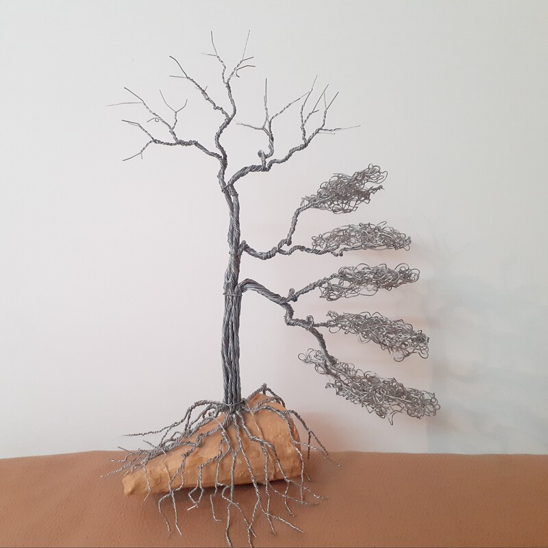 درخت بن سای سیمی ژاپنی فوق حرفه ای دست ساز امیر قربعلی مجسمه سیمی مفتولی دستساز